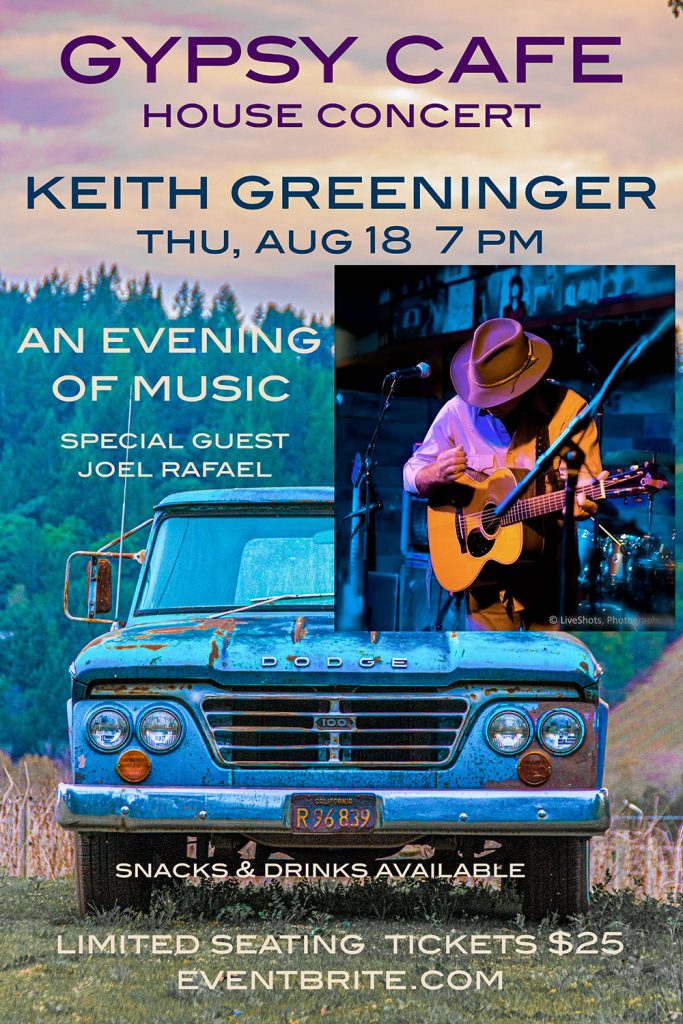 Keith Greeninger Concert August 18th 7pm